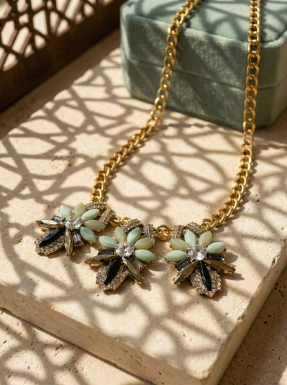 Vintage Floral Geometric Statement Necklace