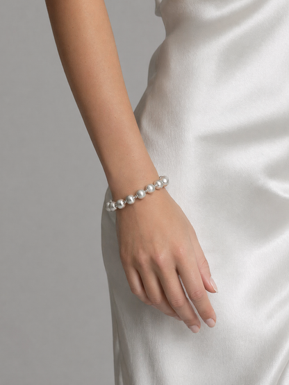 Bracelet à perles rondes brossé mat en argent sterling 925