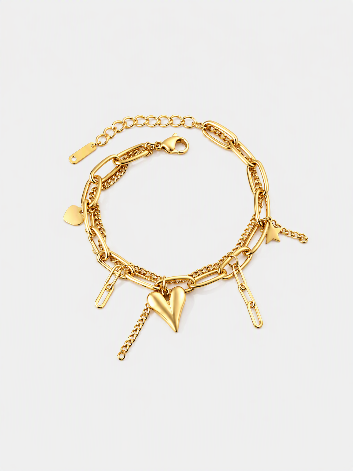 Heart Charm Paperclip Bracelet