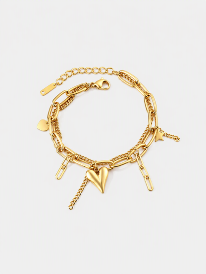 Heart Charm Paperclip Bracelet