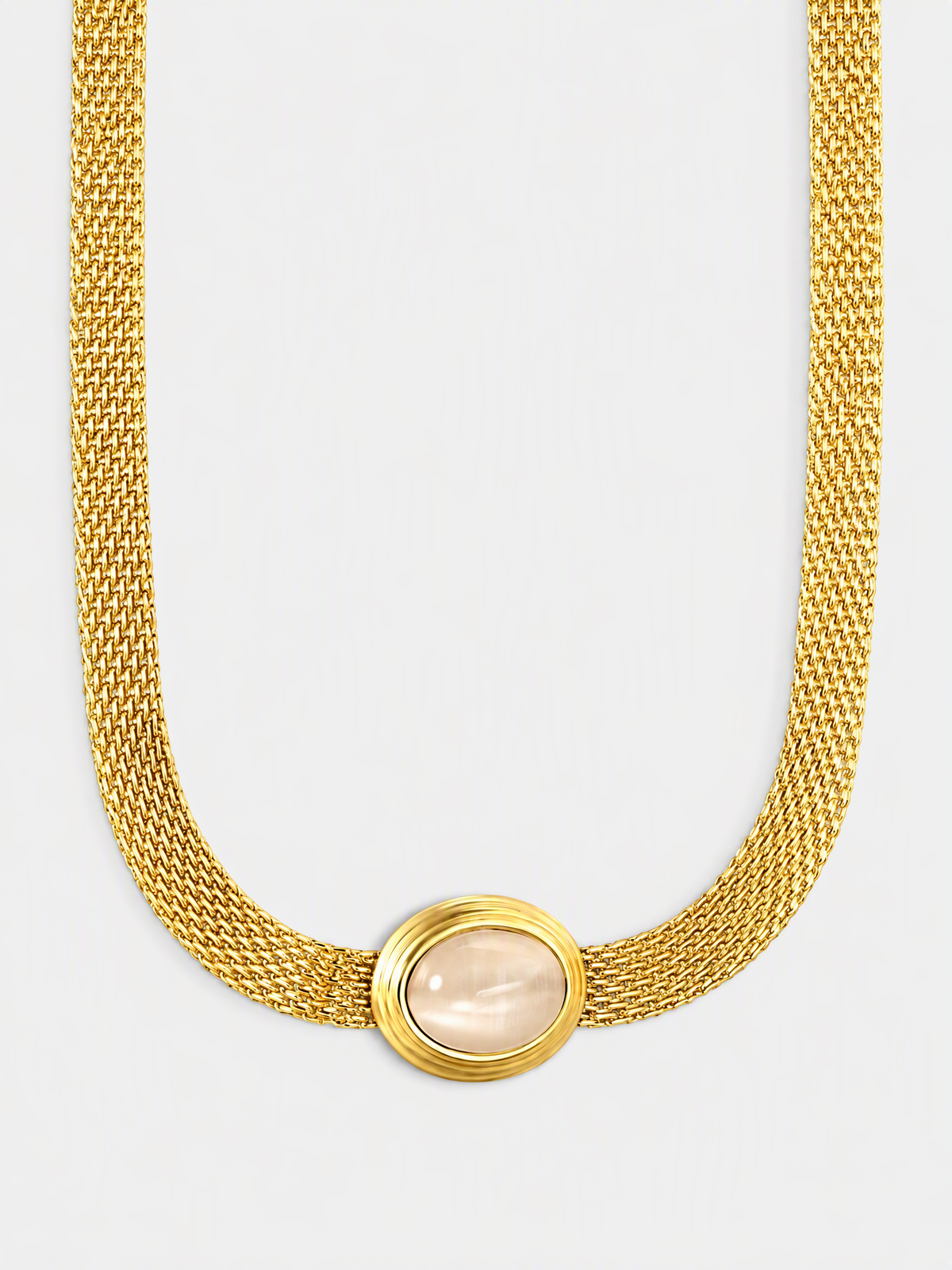 White Cat’s Eye Multi-Chain Necklace