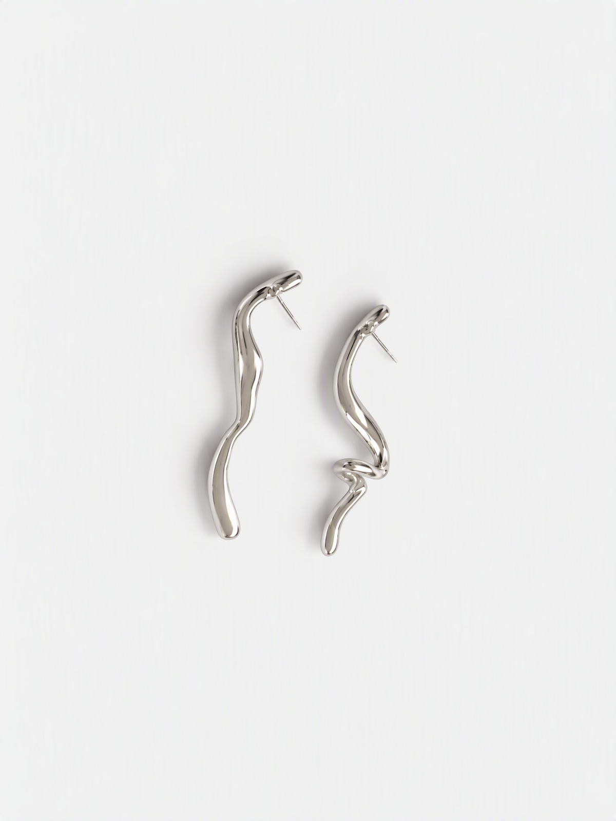 Asymmetric Sculptural Wave Earrings
