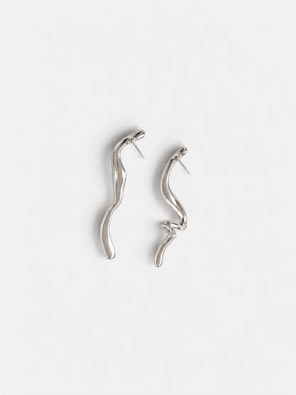 Asymmetric Sculptural Wave Earrings