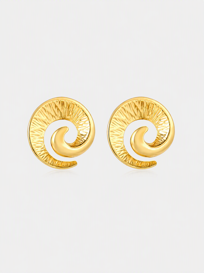 Sculptural Spiral Wave Studs