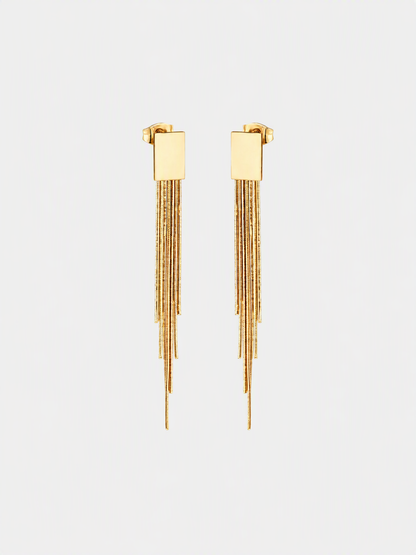 Gold Chain Fringe Tassel Earrings