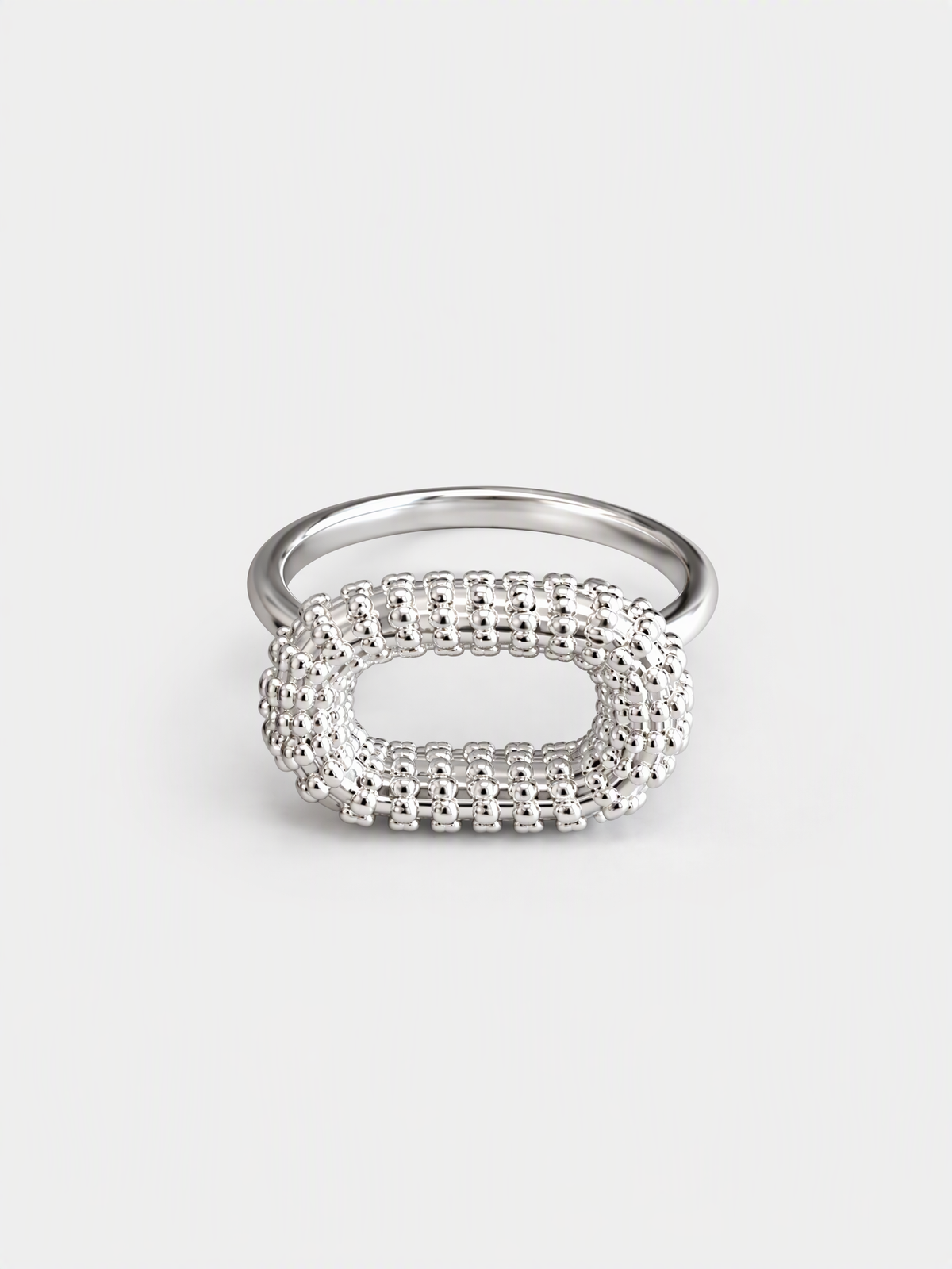 Sculptural Beaded Oval Ring