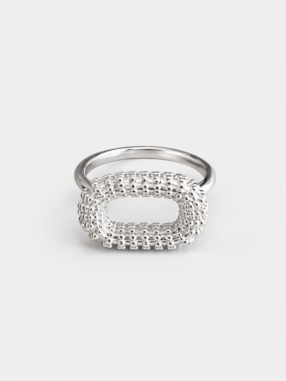 Sculptural Beaded Oval Ring