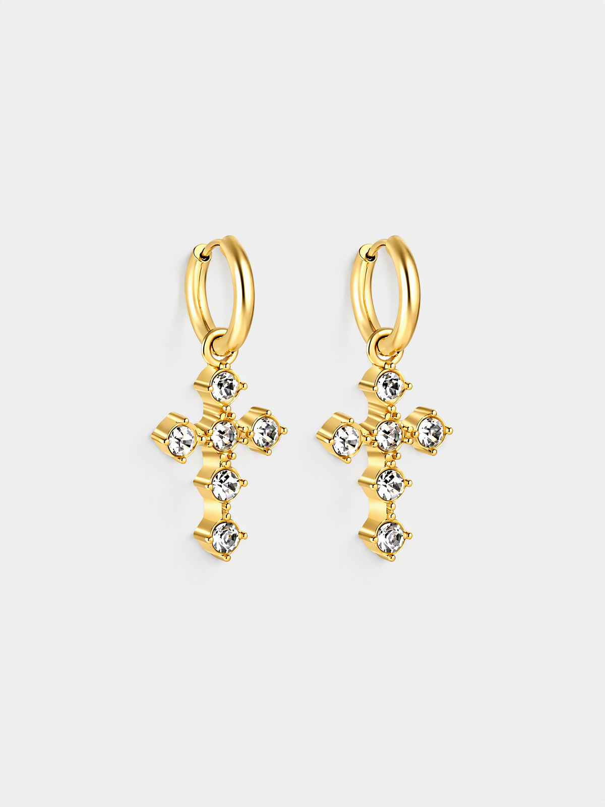 Crystal Cross Charm Hoops