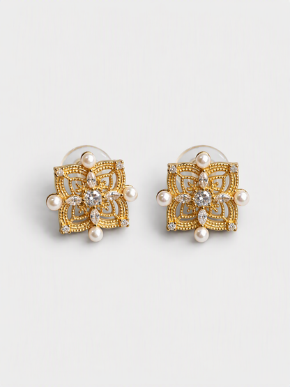 Pearl Filigree Floral Studs