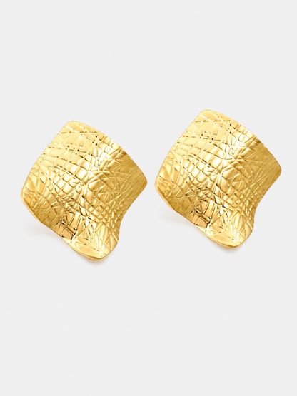 Croc-Embossed Sculptural Studs