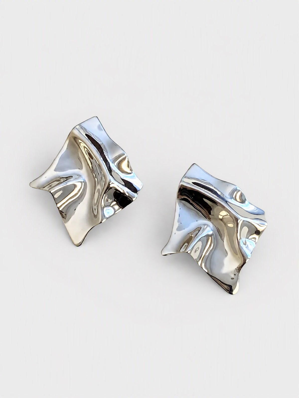 Sculptural Folded Square Studs