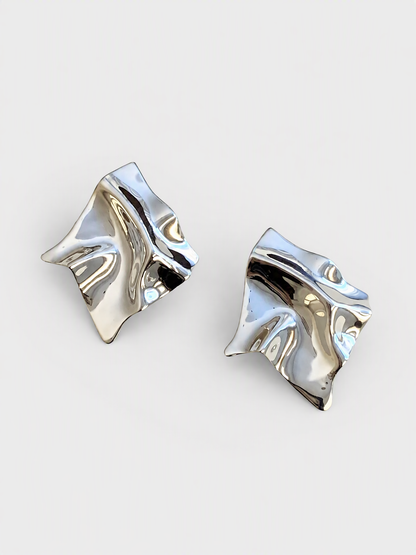 Sculptural Folded Square Studs