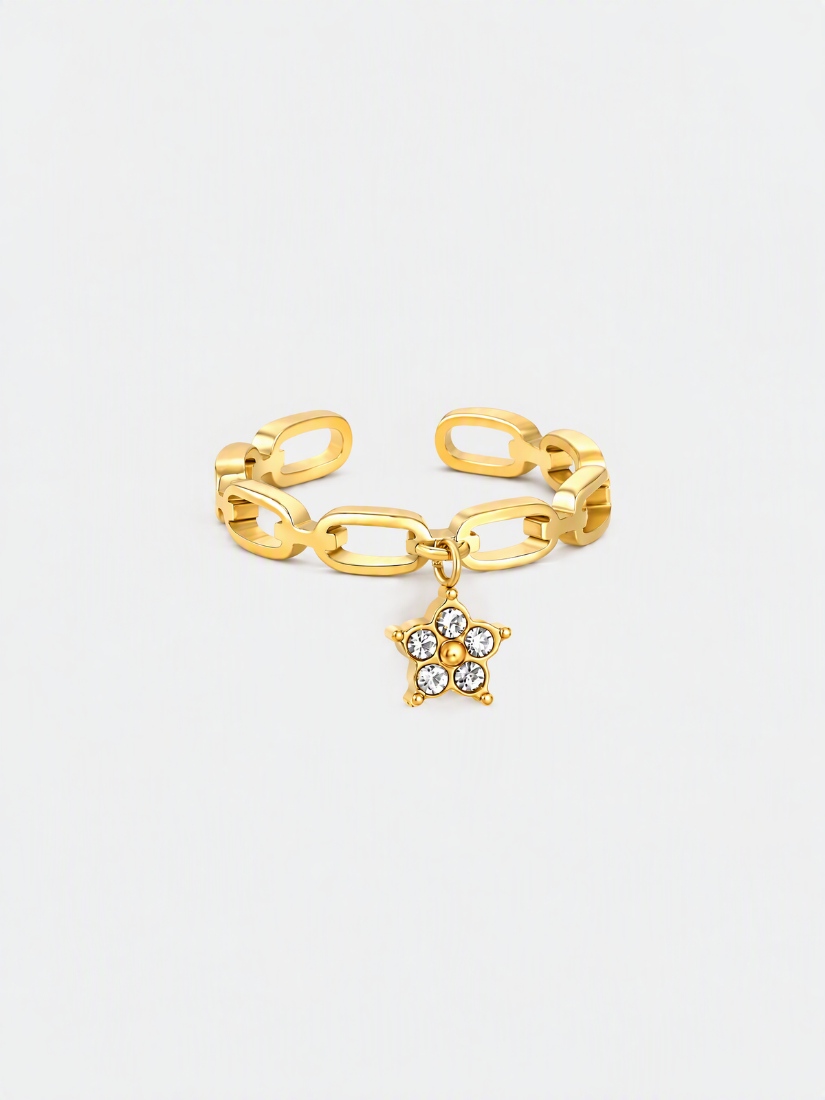 Star Charm Chain Ring
