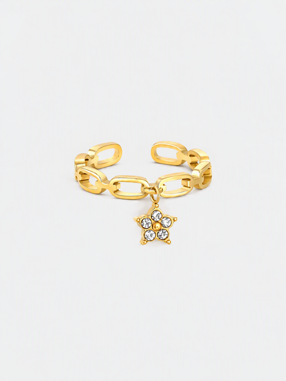 Star Charm Chain Ring