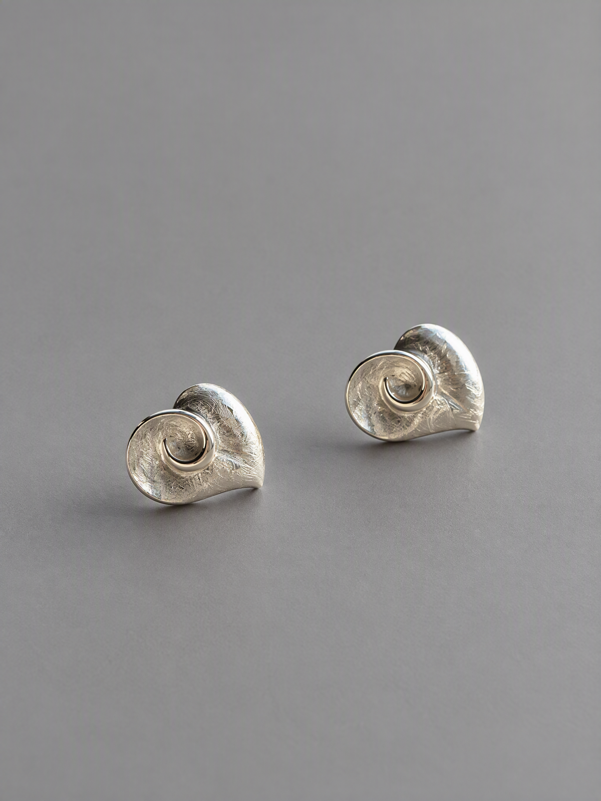 Sculptural Shell Heart Studs