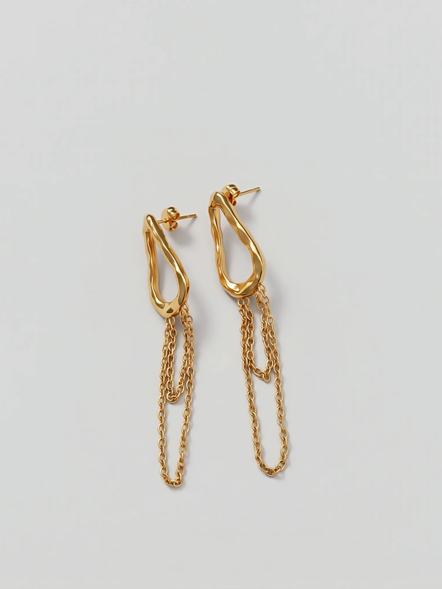 Textured Liquid Gold Tassel Earrings