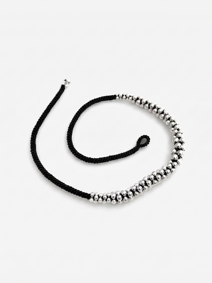 Collier de perles en argent sterling tissé à la main