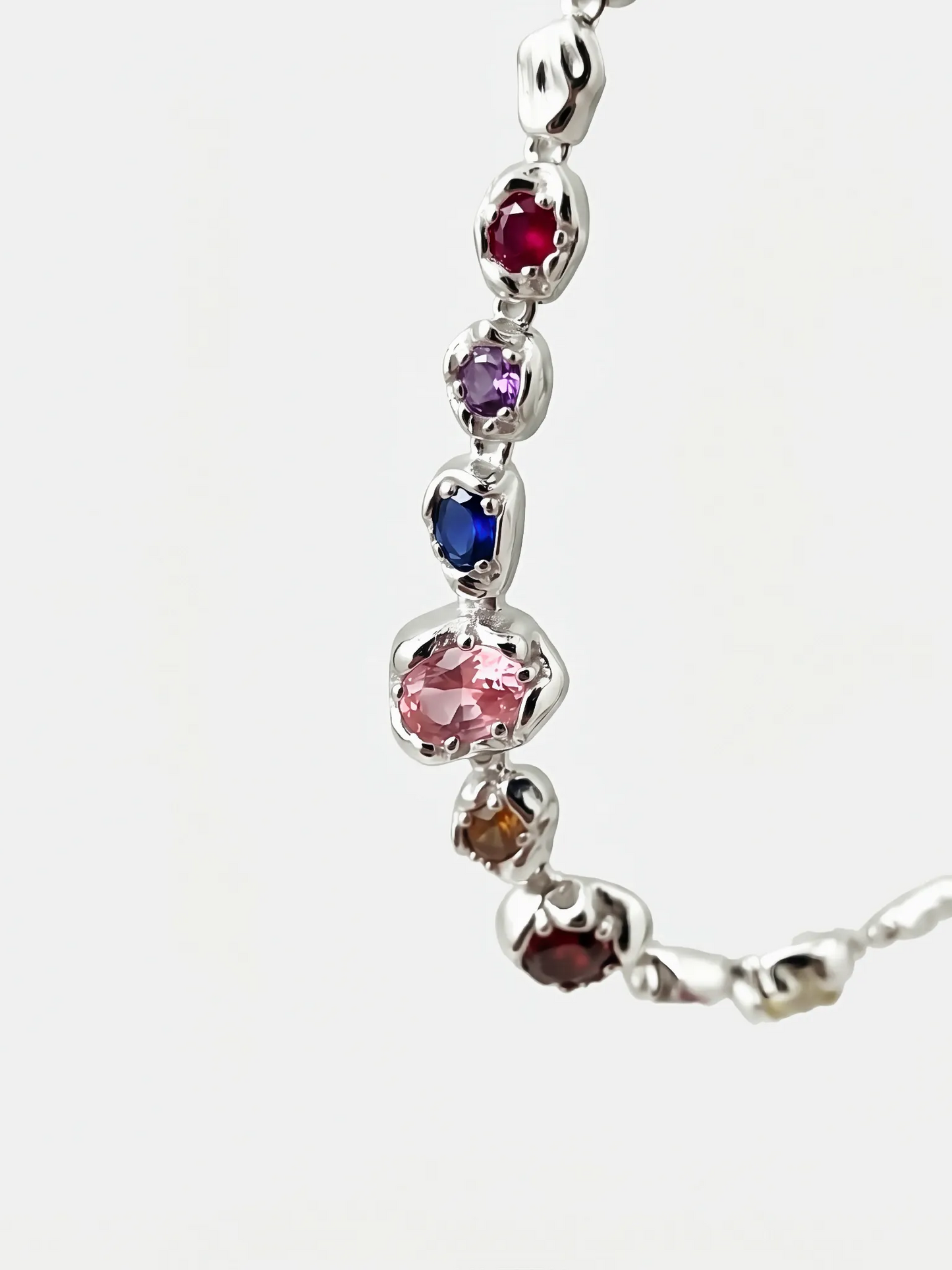 Multicolor Gemstone Sterling Silver Necklace