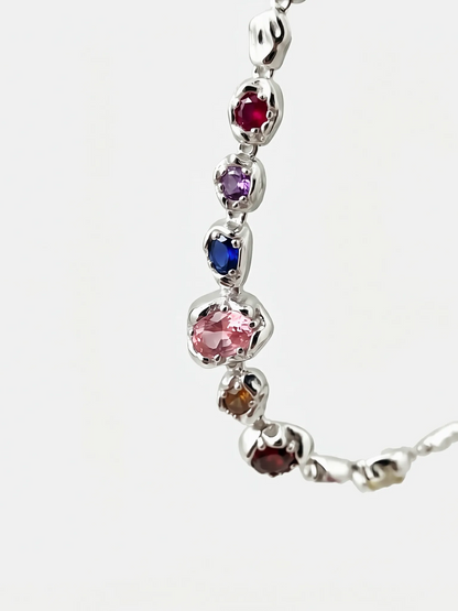 Multicolor Gemstone Sterling Silver Necklace