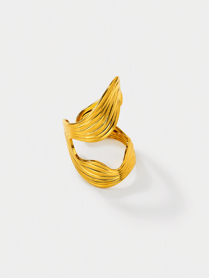 Pleated Wave Statement Ring