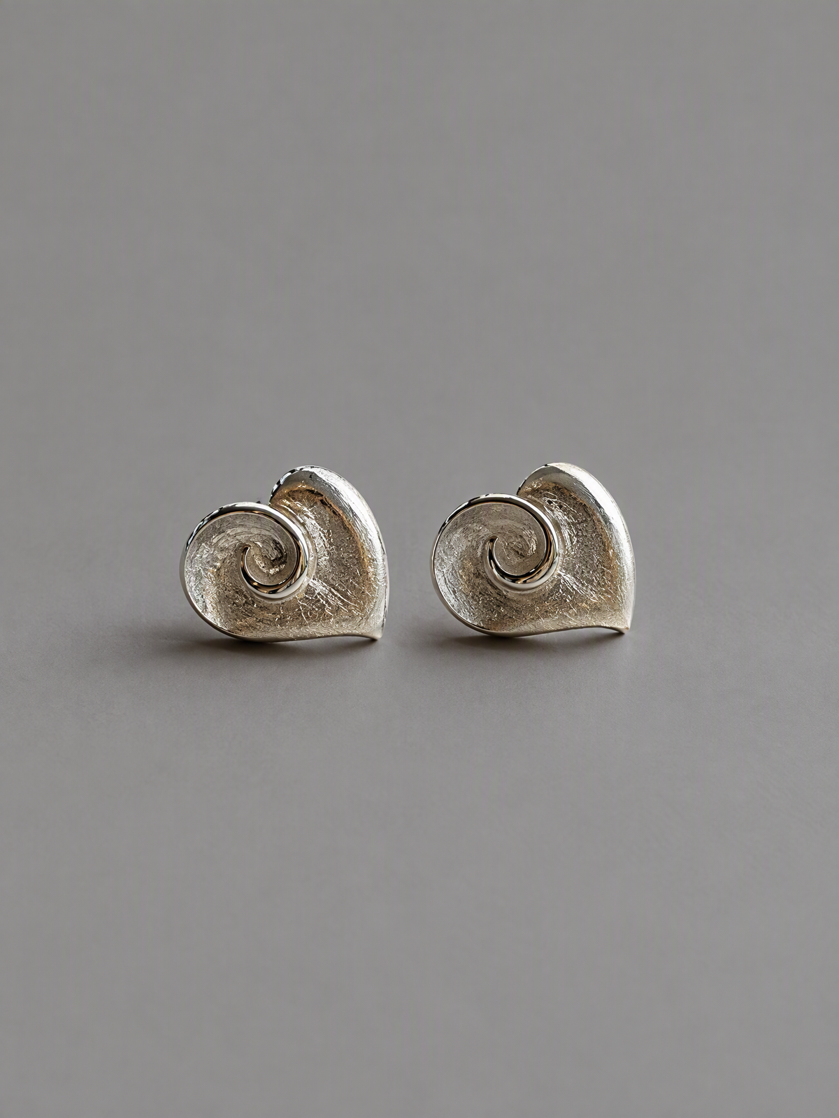 Sculptural Shell Heart Studs
