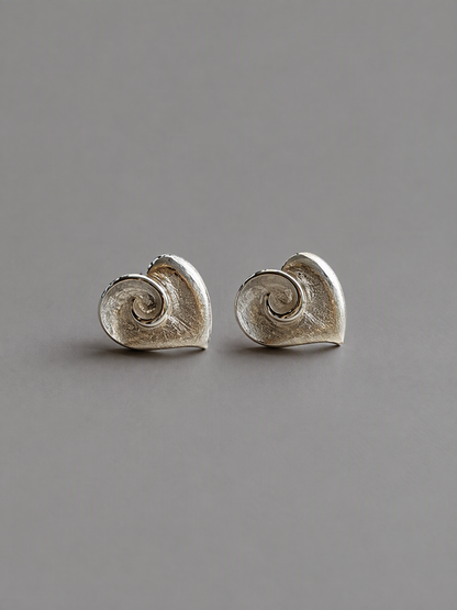 Sculptural Shell Heart Studs
