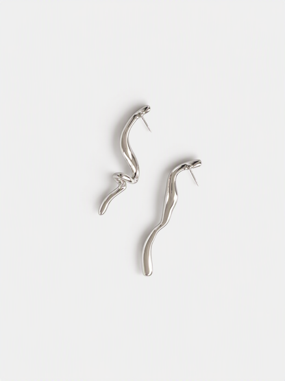 Asymmetric Sculptural Wave Earrings
