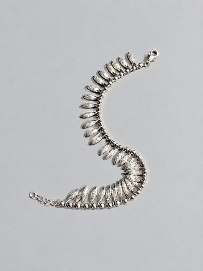 Sterling Silver Leaf Fringe Bracelet