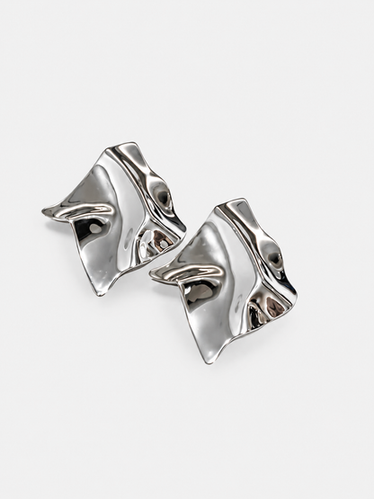 Sculptural Folded Square Studs