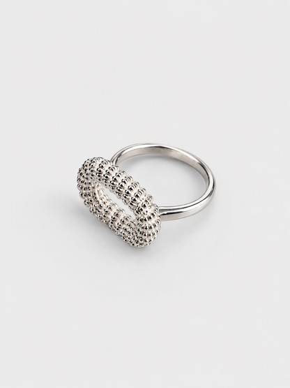 Sculptural Beaded Oval Ring