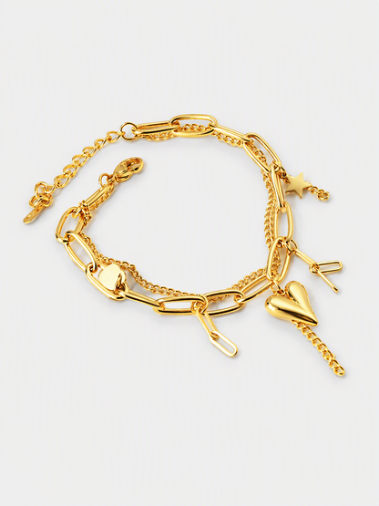 Heart Charm Paperclip Bracelet