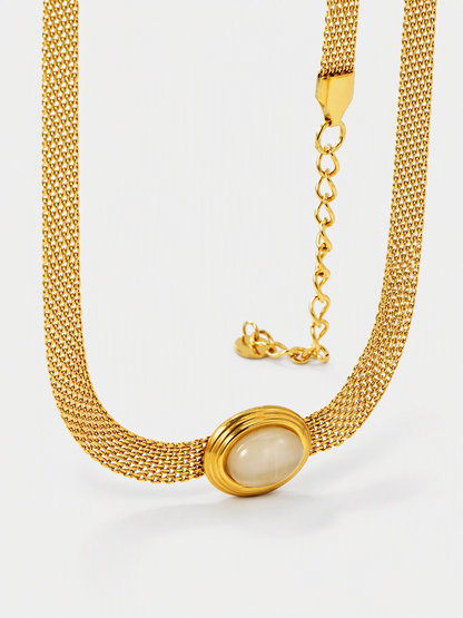 White Cat’s Eye Multi-Chain Necklace