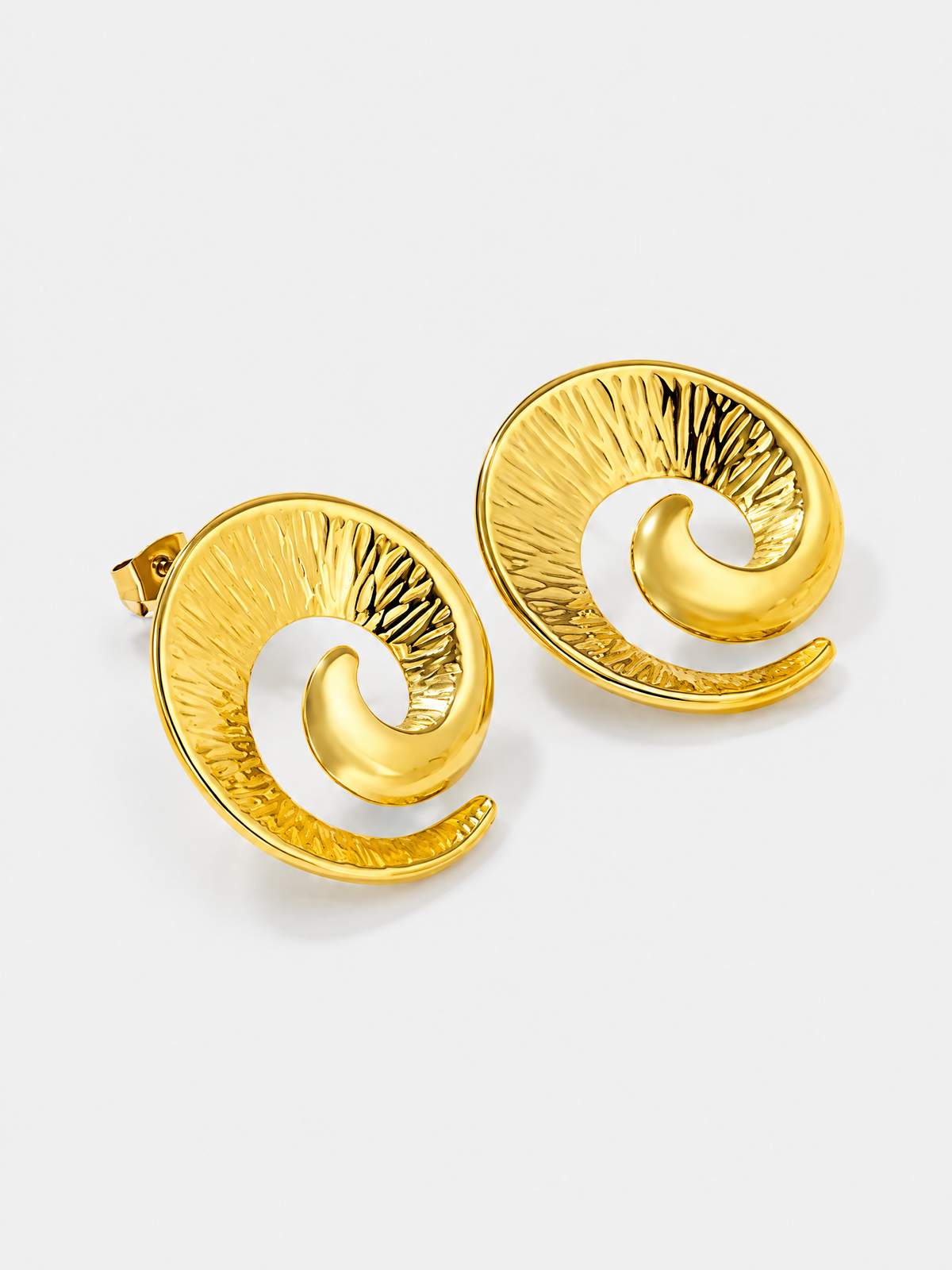 Sculptural Spiral Wave Studs