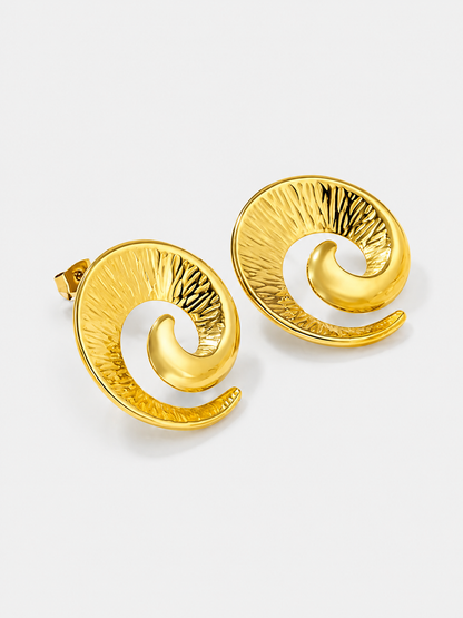 Sculptural Spiral Wave Studs
