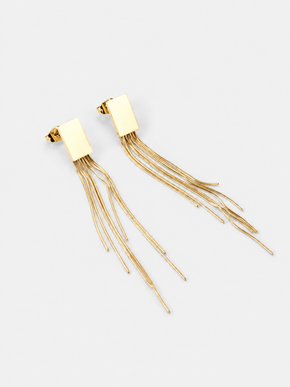 Gold Chain Fringe Tassel Earrings