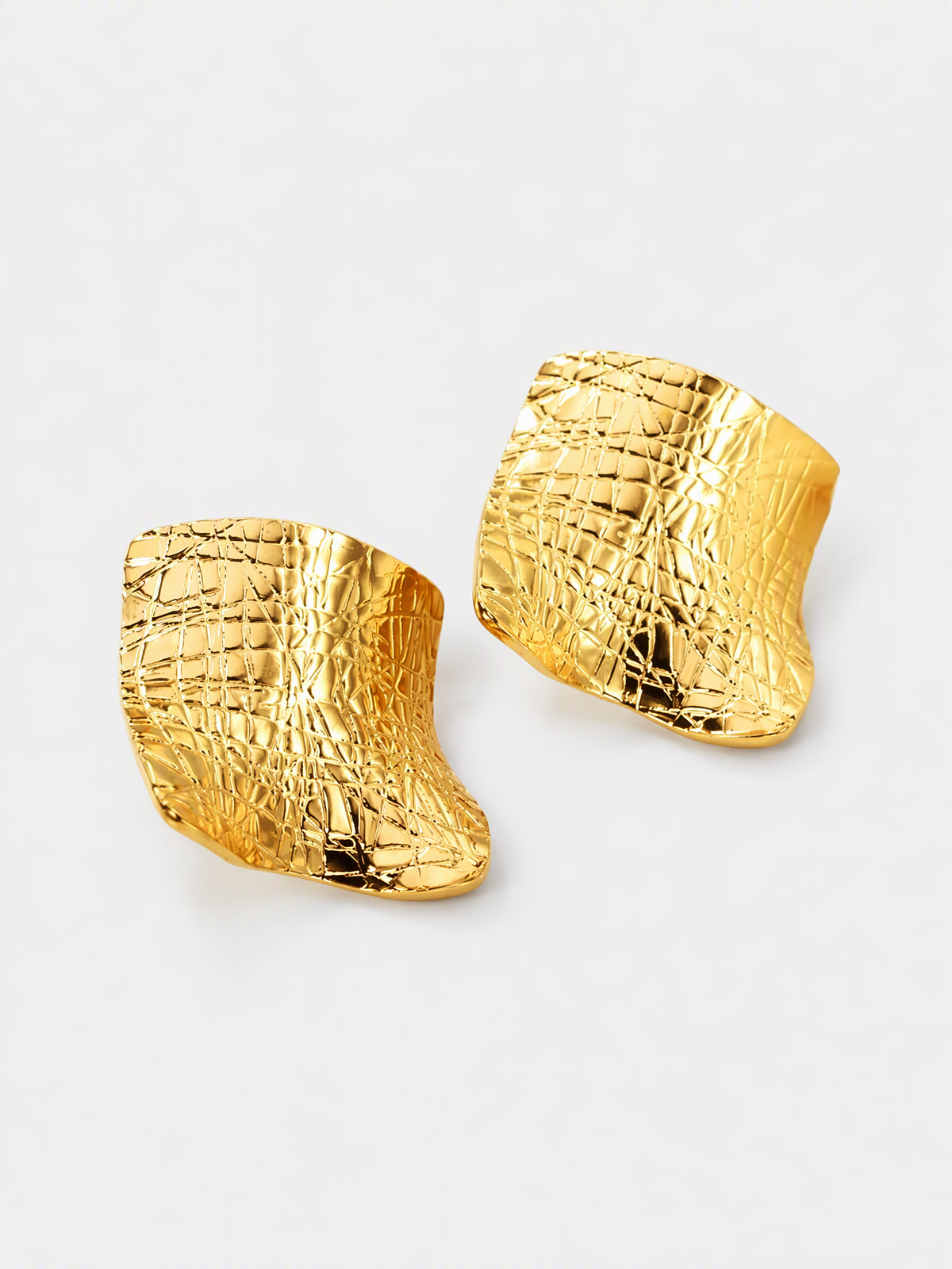 Croc-Embossed Sculptural Studs