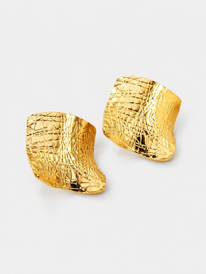 Croc-Embossed Sculptural Studs