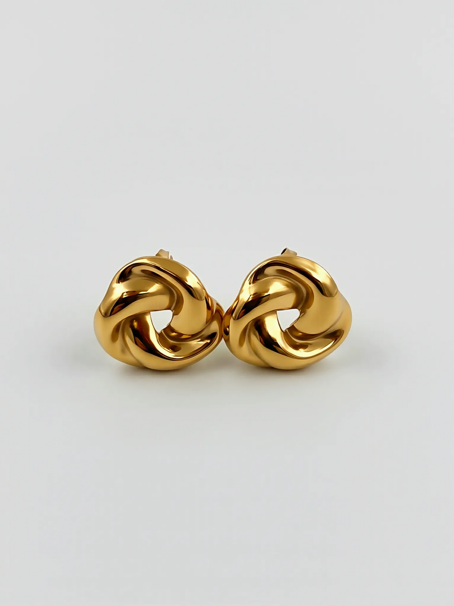Twisted Möbius Ring Gold Stud Earrings