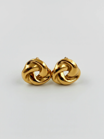 Twisted Möbius Ring Gold Stud Earrings