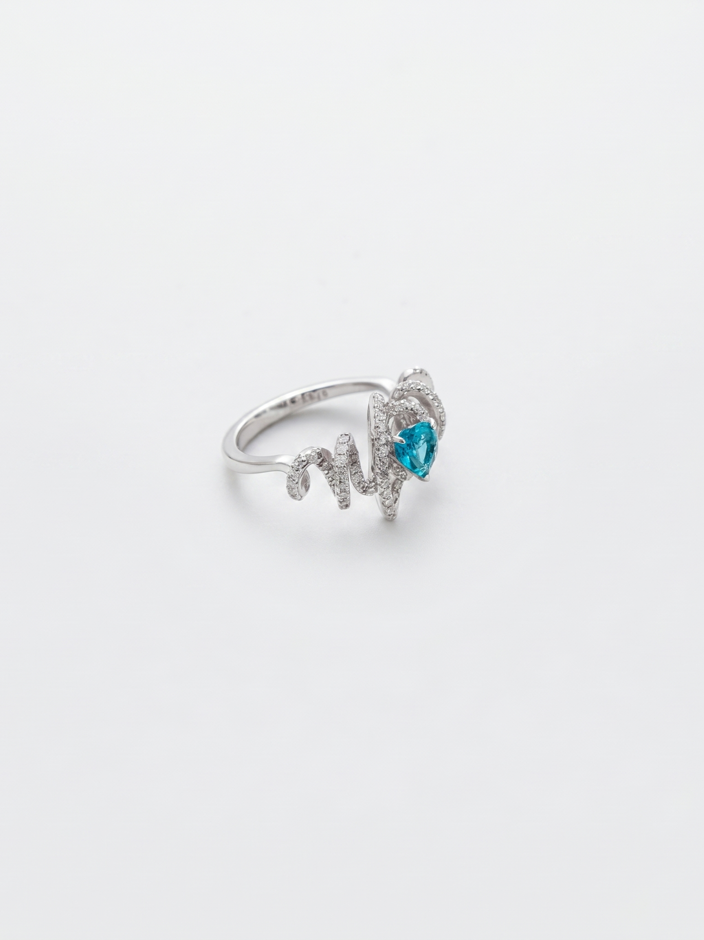 Aquamarine Heart Sterling Silver Wrap Ring