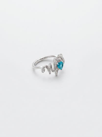 Aquamarine Heart Sterling Silver Wrap Ring