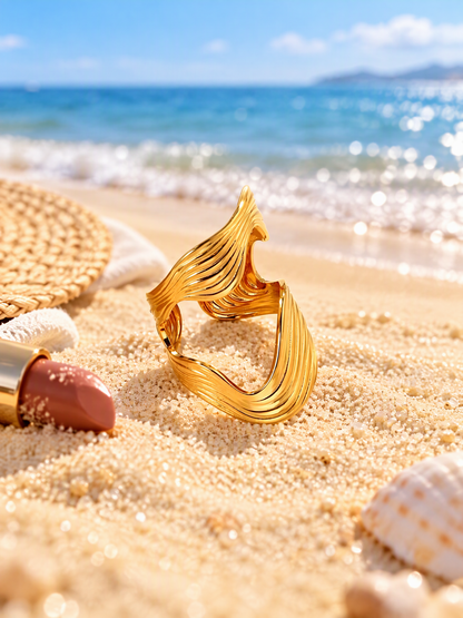 Pleated Wave Statement Ring