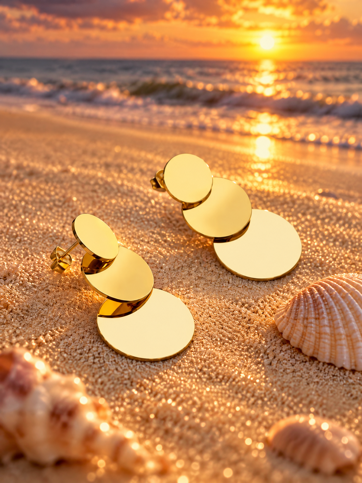 Sculptural Triple Disc Earrings