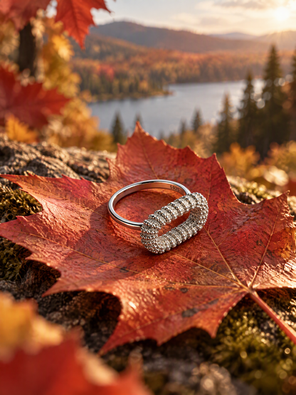 Sculptural Beaded Oval Ring