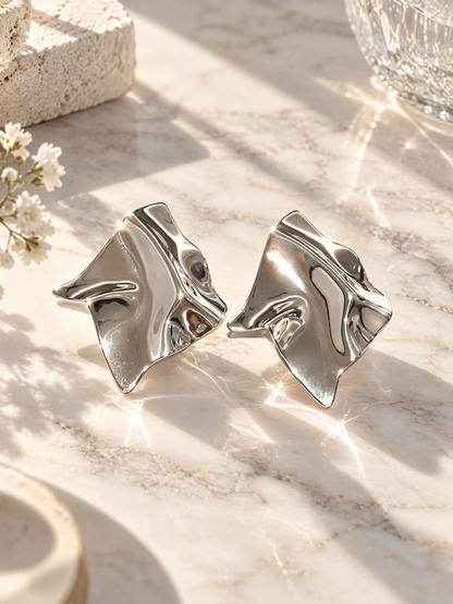 Sculptural Folded Square Studs