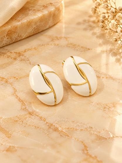 Sculptural White Enamel Studs