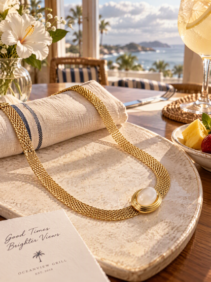 White Cat’s Eye Multi-Chain Necklace