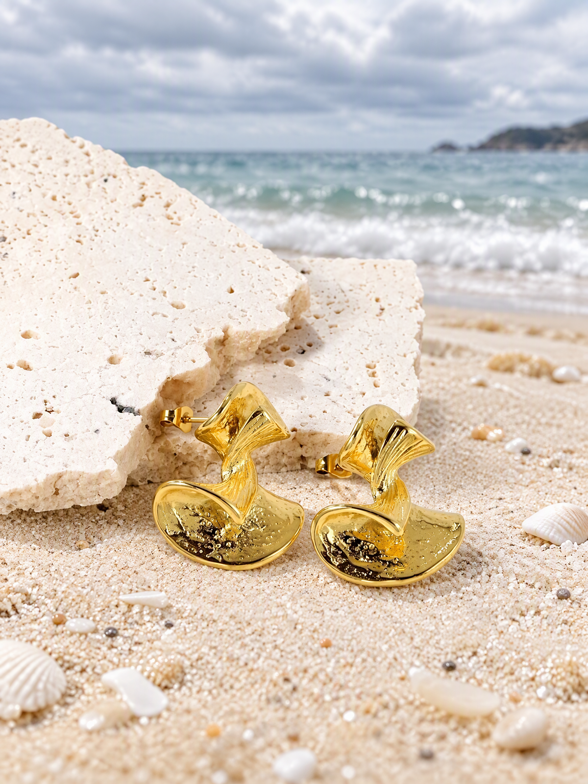 Sculptural Leaf Drop Earrings