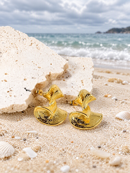 Sculptural Leaf Drop Earrings