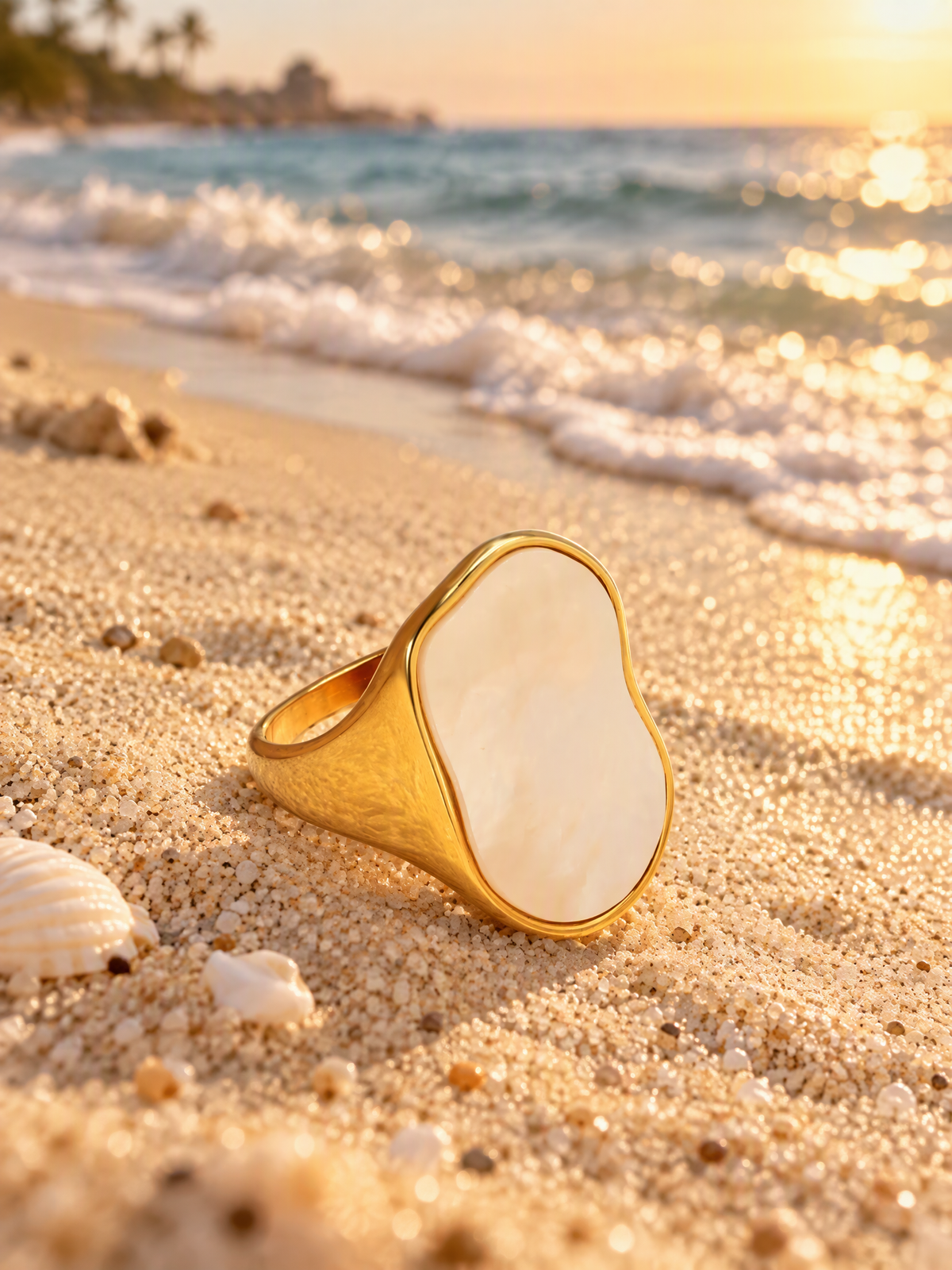 Pearlescent Organic Signet Ring